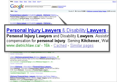 Kitchener Personal Injury Lawyer Ranked No. 1 in Google