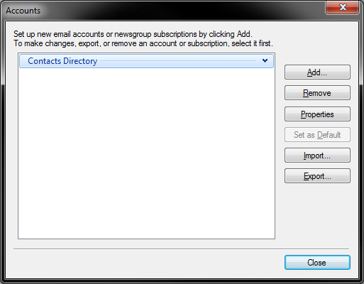 Windows Live Mail - IMAP Settings - Accounts window