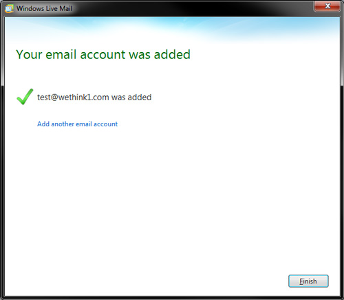 Windows Live Mail - IMAP Settings - Finish